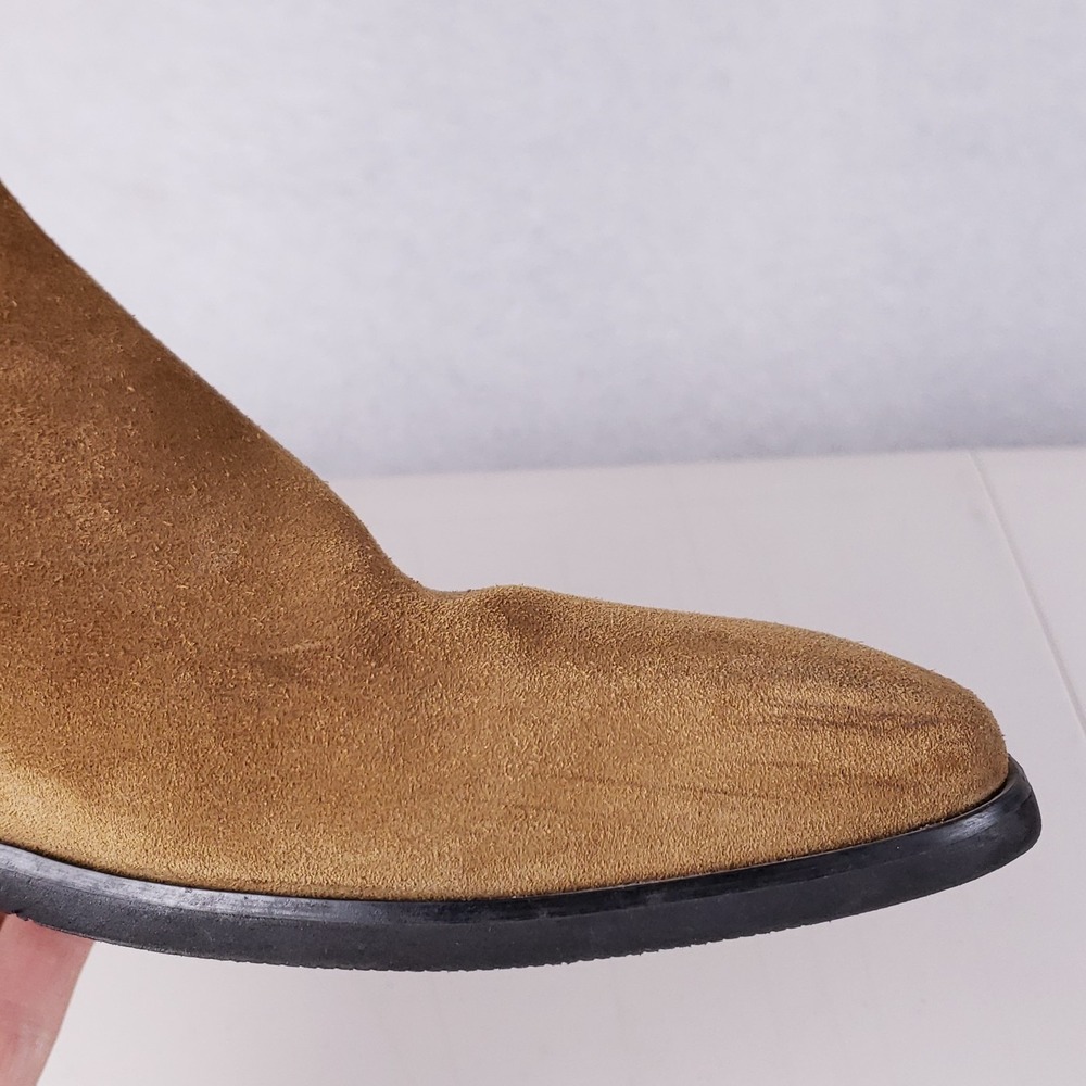 Karl Lagerfeld Paris Suede Ankle Boots 9.5M Buckle Strap Brown Jodhpur Zip-Up - Picture 12 of 16
